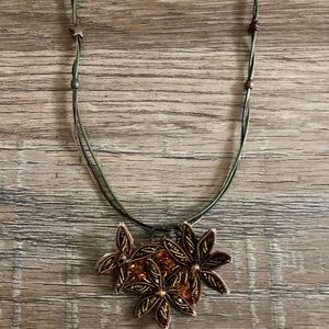 Vintage Beaded Fall Flowers Necklace